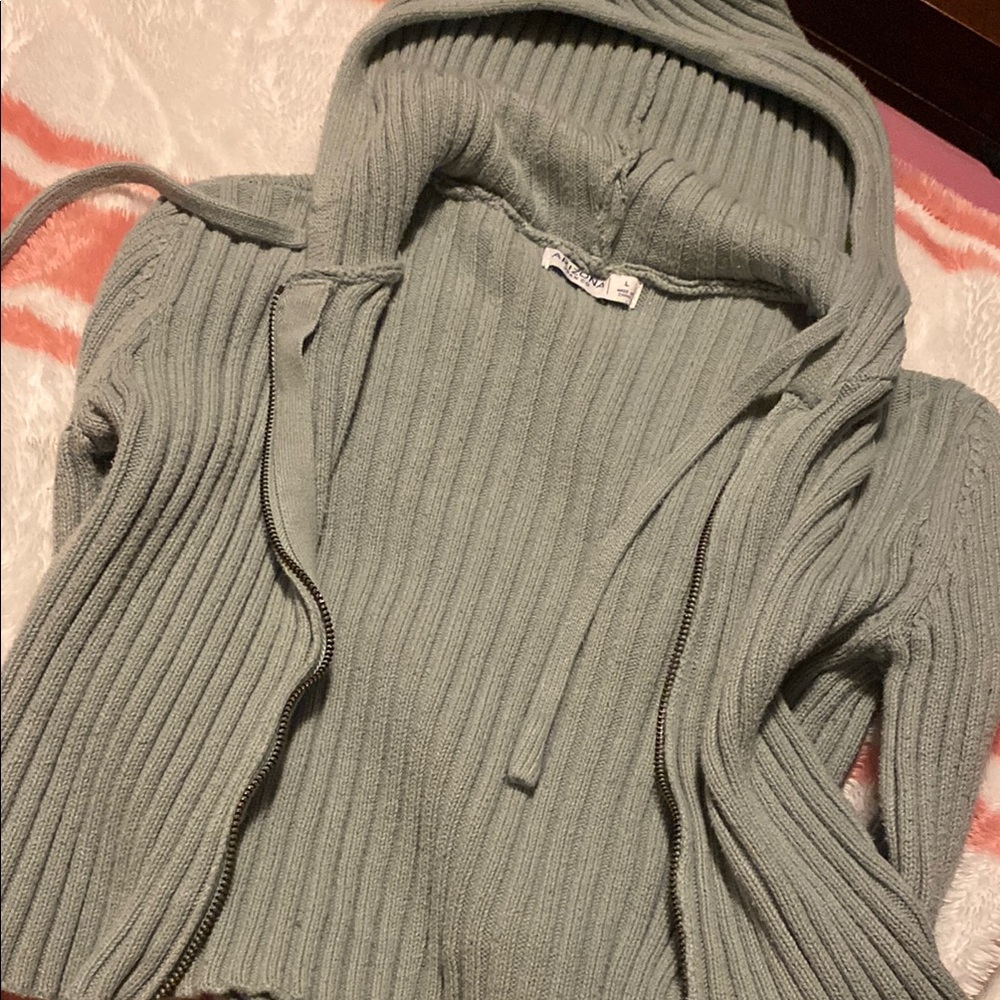 Women's Ribbed Knit Hoodie Sweater
